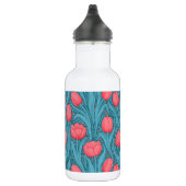 Tulpen in blauw en rood waterfles (Rechts)