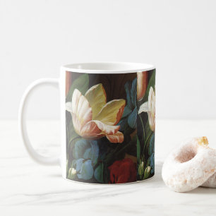 Tulpen in bloei in een vintage tuin, Victoriaanse  Koffiemok