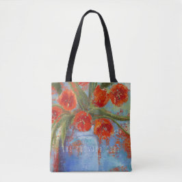 "Tulpen in Blue Vase" rode florale canvas tas