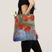 "Tulpen in Blue Vase" rode florale canvas tas (Dichtbij)