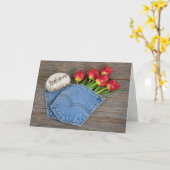 Tulpen in de blauwe zak van Jean Kaart (Gele Bloem)