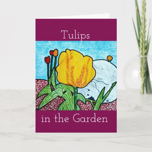Tulpen in de tuin Blank Wenskaart Bedankkaart (Voorkant)