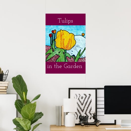 Tulpen in de tuin Poster (Thuiskantoor)