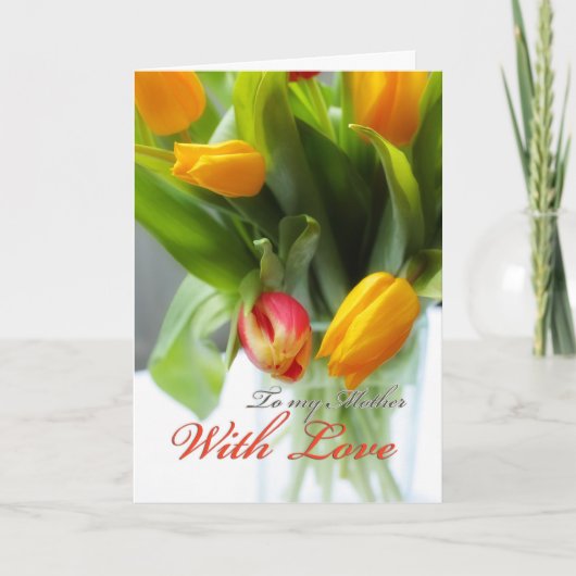 Tulpen in de vaas, voor moeder kaart (Voorkant)