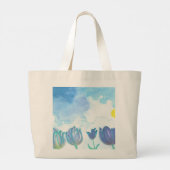 Tulpen in de Waterverf van de zon Grote Tote Bag (Achterkant)