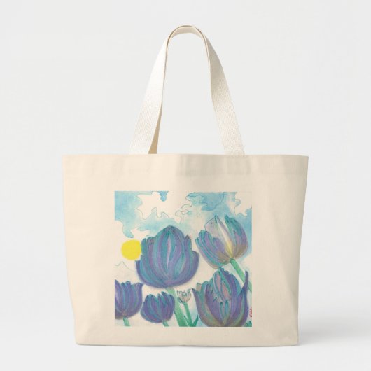 Tulpen in de Waterverf van de zon Grote Tote Bag (Voorkant)