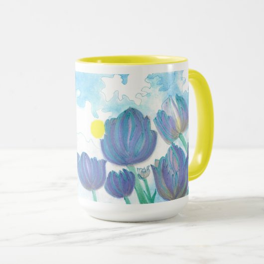 Tulpen in de waterverf van de zon mok (Voorkant rechts)