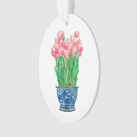 Tulpen in Delft Pot Ornament (voorkant)