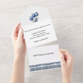 Tulpen in Delfts Blauw aanpasbaar All In One Uitnodiging (Afscheurbaar)