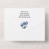 Tulpen in Delfts Blauw aanpasbaar All In One Uitnodiging (Achterkant)