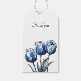 Tulpen in Delfts Blauw aanpasbaar Cadeaulabel