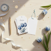 Tulpen in Delfts Blauw aanpasbaar Cadeaulabel