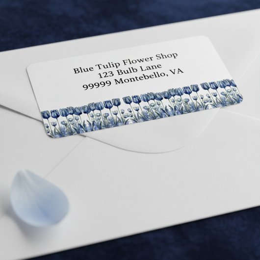 Tulpen in Delfts Blauw aanpasbaar Etiket