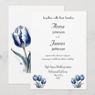 Tulpen in Delfts Blauw aanpasbaar Kaart