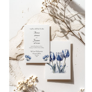 Tulpen in Delfts Blauw aanpasbaar Kaart