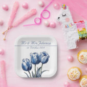 Tulpen in Delfts Blauw aanpasbaar Papieren Bordje (Feest)