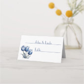 Tulpen in Delfts Blauw aanpasbaar Plaatskaartje (Achterkant)