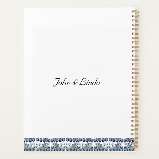 Tulpen in Delfts Blauw, aanpasbaar Planner (Achterkant)