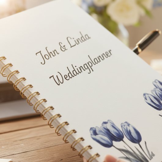 Tulpen in Delfts Blauw, aanpasbaar Planner