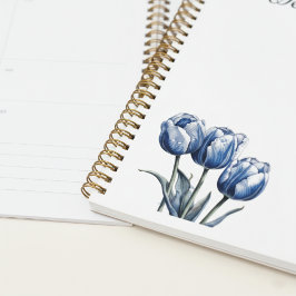 Tulpen in Delfts Blauw, aanpasbaar  Planner