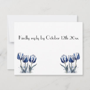 Tulpen in Delfts Blauw aanpasbaar RSVP Kaartje