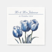 Tulpen in Delfts Blauw aanpasbaar Servet (Voorkant)