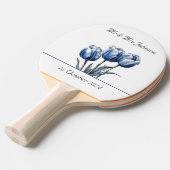 Tulpen in Delfts Blauw aanpasbaar Tafeltennisbatje (Voorkant Gekanteld)
