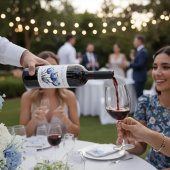 Tulpen in Delfts Blauw aanpasbaar Wijn Etiket