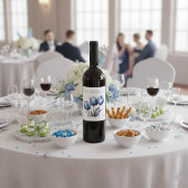 Tulpen in Delfts Blauw aanpasbaar Wijn Etiket