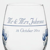 Tulpen in Delfts Blauw aanpasbaar Wijnglas Zonder Voet