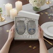 Tulpen in Delfts Blauw aanpasbaar Wijnglas Zonder Voet