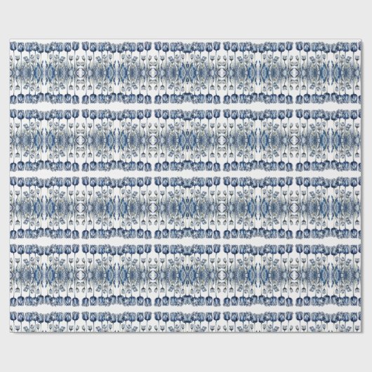 Tulpen in Delfts Blauw Cadeaupapier (Vlak)
