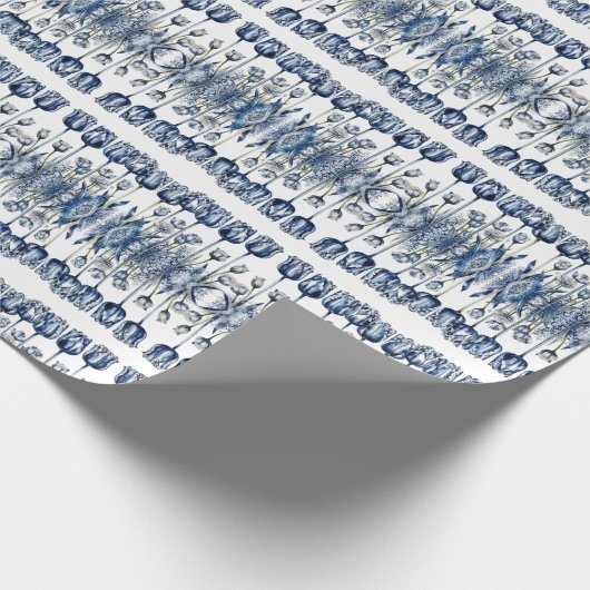 Tulpen in Delfts Blauw Cadeaupapier (Hoek)
