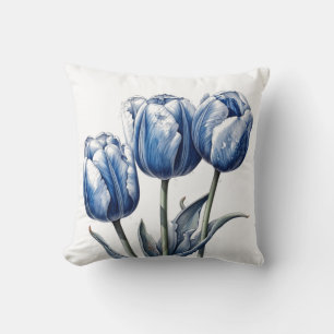 Tulpen in Delfts Blauw Kussen