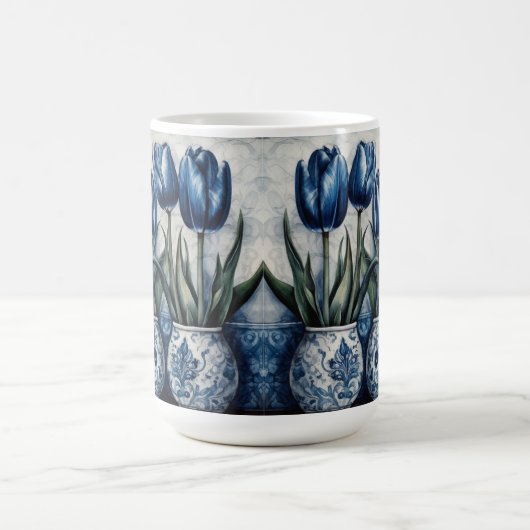 Tulpen in Delfts Blauw Magische Mok (Midden)