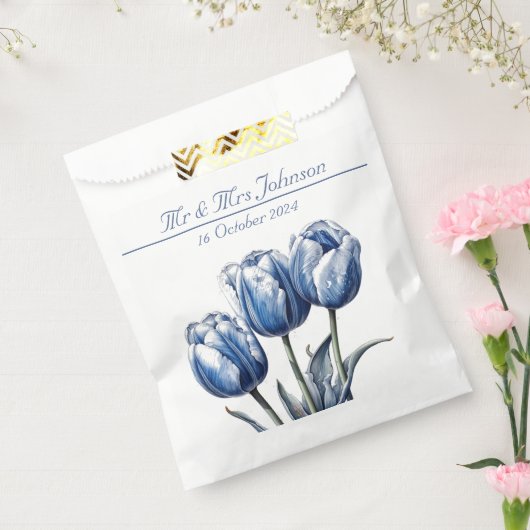 Tulpen in Delfts Blauw naar wens aan te passen Bedankzakje (Gezegeld)