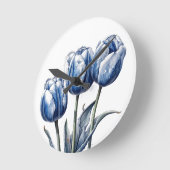 Tulpen in Delfts Blauw Ronde Klok (Hoek)