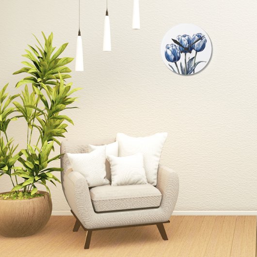 Tulpen in Delfts Blauw Ronde Klok