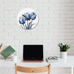 Tulpen in Delfts Blauw Ronde Klok<br><div class="desc">Drie tulpen in Delfts Blauwe kleuren</div>