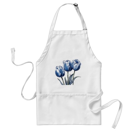 Tulpen in Delfts Blauw Standaard Schort (Voorkant)