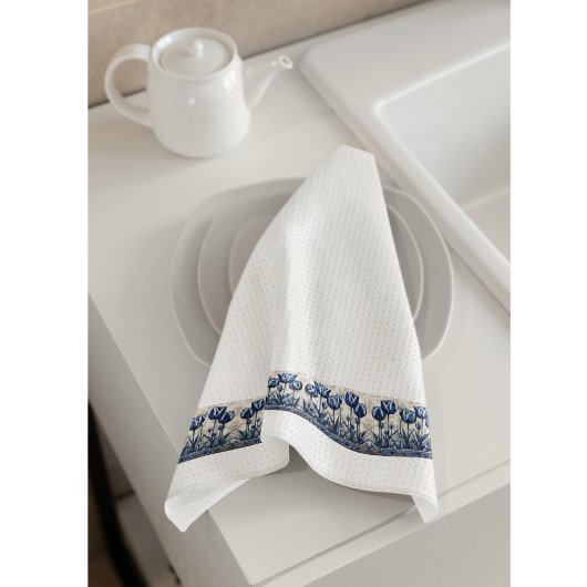 Tulpen in Delfts Blauw Theedoek