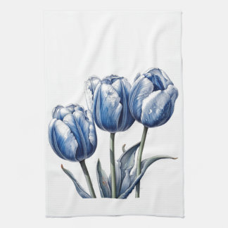 Tulpen in Delfts Blauw Theedoek