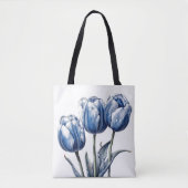 Tulpen in Delfts Blauw Tote Bag (Voorkant)