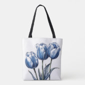 Tulpen in Delfts Blauw Tote Bag (Achterkant)