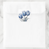 Tulpen in Delfts Blauw Vierkante Sticker (Tas)