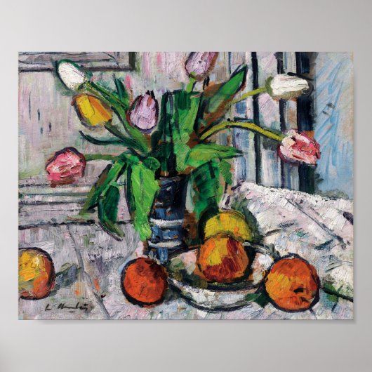 Tulpen in een blauwe vaas | George Leslie Hunter Poster (Voorkant)