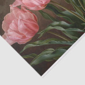 Tulpen in een delicate roze botanische decoupage tissuepapier (Detail)