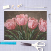 Tulpen in een delicate roze botanische decoupage tissuepapier (Craft)