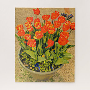 Tulpen in een potpuzzel legpuzzel