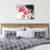 Tulpen in een vaas 2 canvas afdruk (Insitu (Slaapkamer))